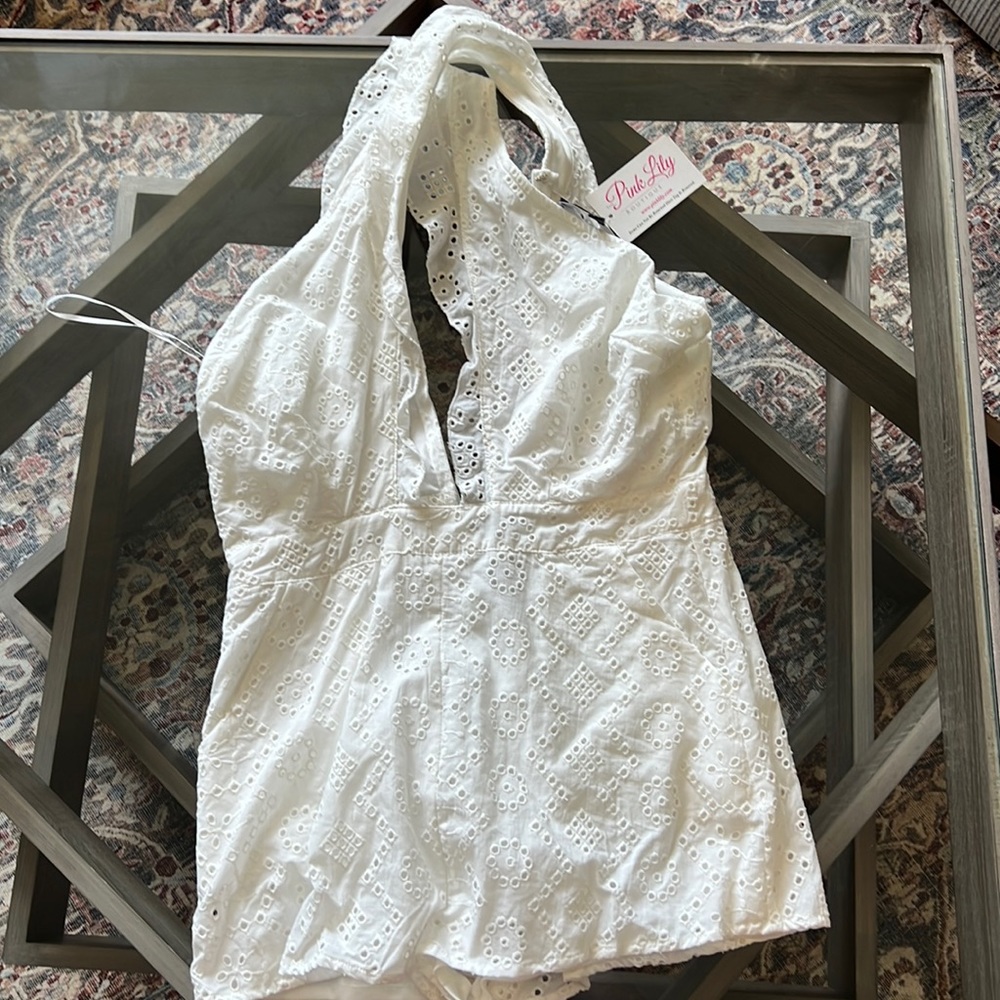 Pink lily size medium romper